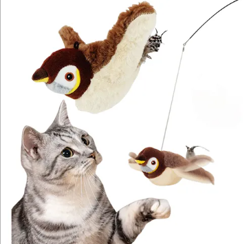 Peluche Rechargeable Stimulante pour Chaton avec Exercice, Chasse et Anti-Ennui (Moineau)